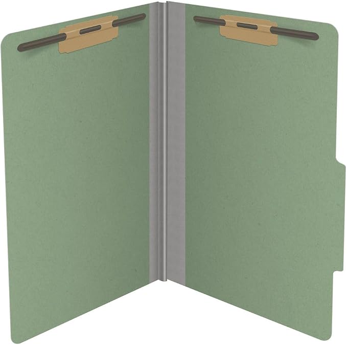Top Tab Pressboard Folders, Legal Size, 2" exp, Fasteners Pos #1 & #3, Green (Box of 25) - Image 4
