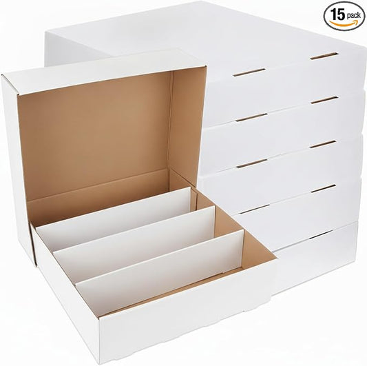 Yexiya 15 Pcs 3200 Count Sports Card Storage Boxes White Trading Card Box Collectible Trading for Soccer Baseball Game by Yexiya
