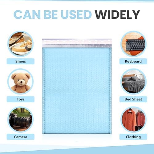 Light Blue Bubble Mailers 14.50x20, Poly Padded Envelopes #7, 15 Pack - Image 4