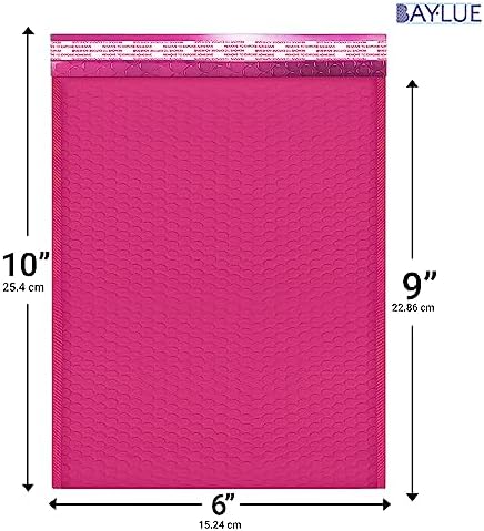 Hot Pink Bubble Mailers 6x10, Self Seal Poly Padded Envelopes #0, 250 Pack - Image 2