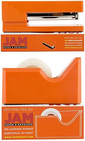JAM PAPER Office Starter Kit - Orange - Stapler, Tape Dispenser, Paper Clips & Binder Clips - 4/Pack - Image 3