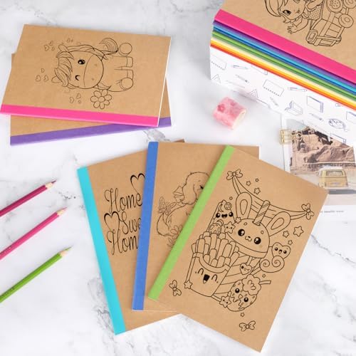 EOOUT 20 Pack A5 Kraft Notebooks, Lined Journal Bulk with Rainbow Spine, 10 Colors, 60 Pages Soft Cover Composition Notebooks for Women Girls Kids, School Office Supplies - Image 5