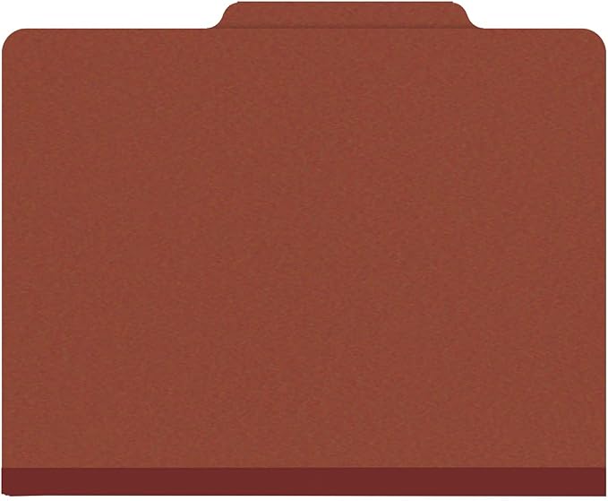 25 Pt. Pressboard Classification Folders, 2/5 Cut ROC Top Tab, Letter Size, No Dividers, Brick Red (Box of 25) - Image 3