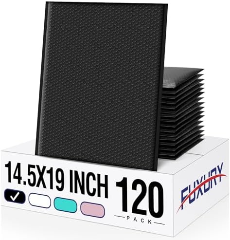 Fuxury Bubble Mailers Bulk 14.5x20" 120 Pack Black Large Padded Envelopes by Fuxury