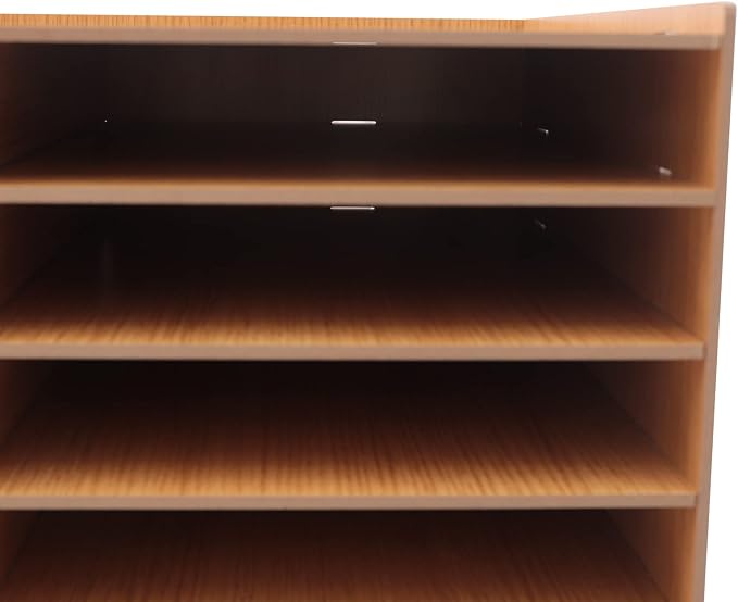 Desktop Organizer, Vertical Desktop Sorter, Literature Organizer Sorter Paper Organizer Storage File Sorter Mail Center Magazine Holder, Classroom Mailbox Paper Storage (18 Compartment-Brown), Blue - Image 9