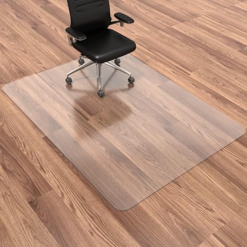 Office Chair Mat, 46"x 60" Vinyl Desk Chair Mat Clear Floor Protector Mat for Hardwood Floor/Rolling Chair Office & Home, Easy Glide and Flat Without Curling by HOMEK