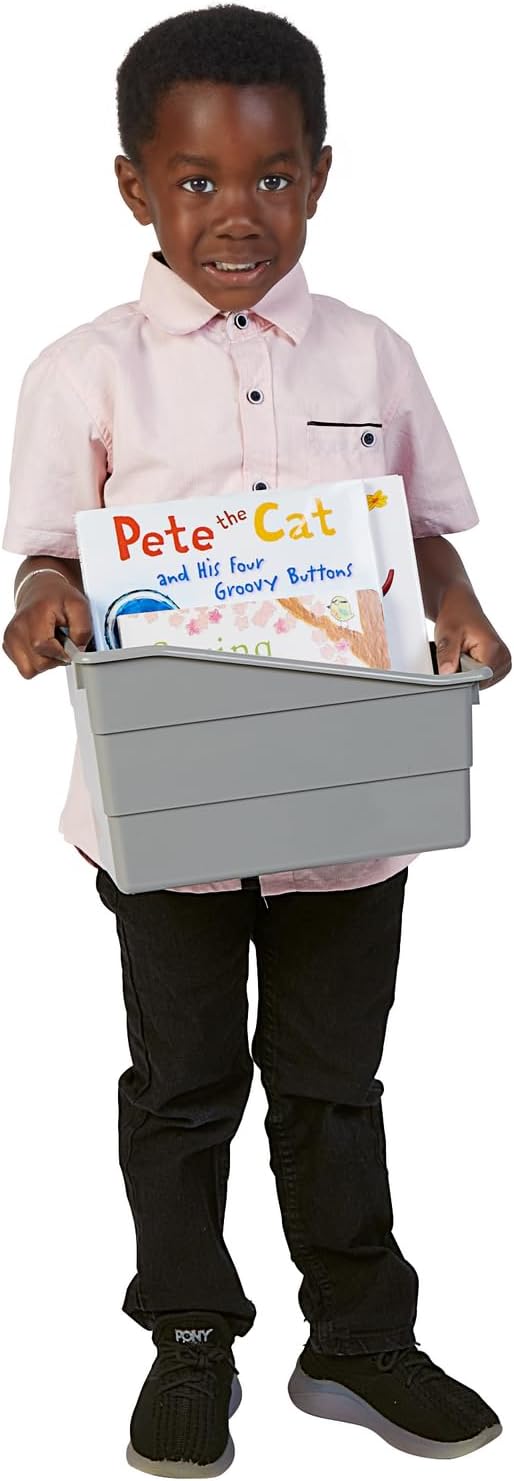 Really Good Stuff Durable Book & Binder Holders 12-Pack, Pebble | Ideal for Narrow or Vertical Storage Needs, Book, Magazine, File Folder, & Binder Holders, Classroom Organization Made Easy - Image 6