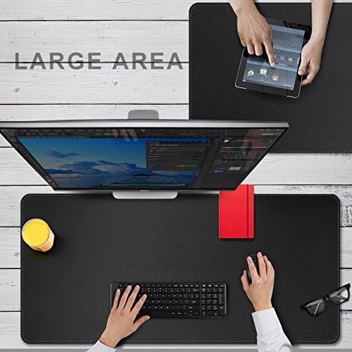 CENNBIE Leather Desk Mat Protector, 39.3" x 19.6" Large Mouse Pad(Black) - Image 3
