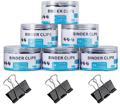 EFOK 72 Pcs Extra Large Binder Clips 2 Inch Big Black Paper Clip by EFOK