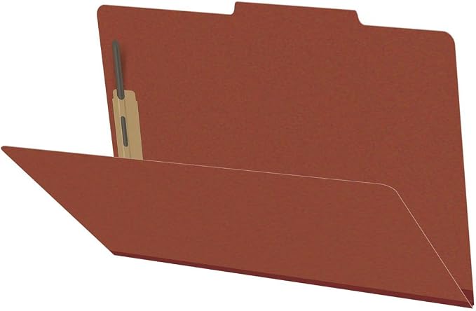 25 Pt. Pressboard Classification Folders, 2/5 Cut ROC Top Tab, Legal Size, No Dividers, Brick Red (Box of 25) by Ecom+Folders
