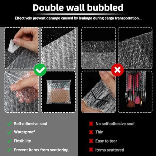 Frienda 300 Pcs Self Adhesive Bubble Bags Packing Pouches, 6" X 6" - Image 5