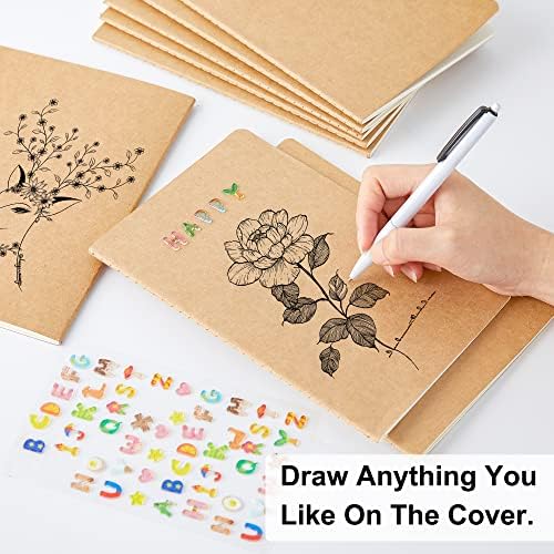feela 60 Pack Kraft Notebooks Bulk, Lined Travel Journals Note Pad Notebooks for Men Women Girls Students, Making Plans Writing Memos Office School Supplies, A5, 60 Pages, 8.3” X 5.5” - Image 3