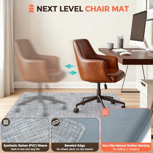 BAGAIL Office Chair Mat for Hardwood Floor, 35"x47" Heavy Duty Computer Chair Mat - Fast Flat & Smooth Glide - Non-Slip Desk Chair Floor Protector for Home Office - Black - Image 2