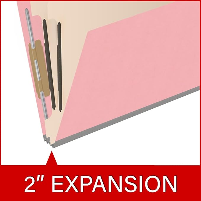 Heavy Duty End Tab Color Folders, 2/5 Cut ROC Top Tab, Letter Size, 2 Divider, Pink (Box of 10) - Image 7
