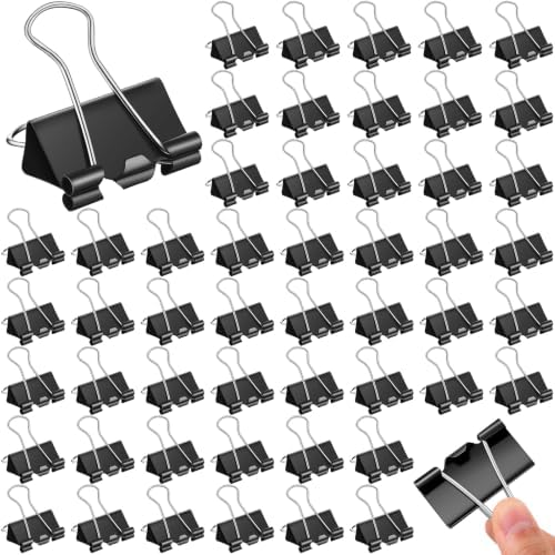 Jetec 100 Pcs Black 1.6 Inch Binder Clip Paper Clamp Metal Paper Clip by Jetec