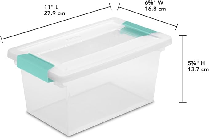 Sterilite 12-Pack Clip Box, Stackable Clear Plastic Bins with Latching Lids, Medium - Writing, Arts or Crafts Supplies Storage Containers for Home, Office, Classroom and Workshop Organization - Image 3