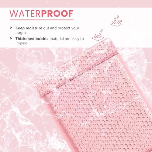 Light Pink Bubble Mailers 9.5x14.5, Poly Padded Envelopes #4, 100 Pack - Image 5