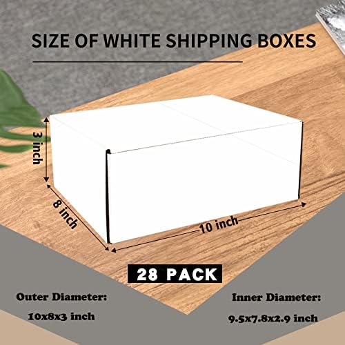 SNOGSWOG 28 Pack 10x8x3 inches Shipping Boxes, White Corrugated Cardboard Box Literature Mailer - Image 2