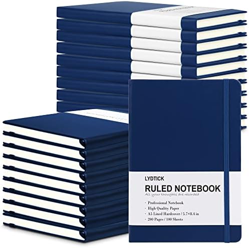 20 Pack Journals for Writing College Ruled Notebooks Journal in Bulk, Hardcover Notebooks (200Pages) for Note Talking, Lined Bullet Journals for Home School Office, 5.7"x8.4", Navy by LYDTICK