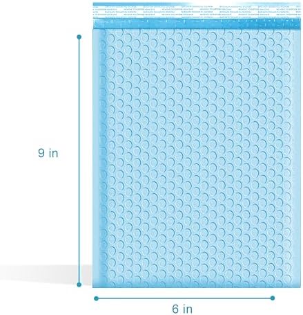 Light Blue Bubble Mailers 6x10, Poly Padded Envelopes #0, 250 Pack - Image 2