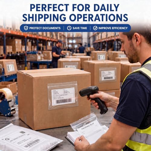 Glenmal 100 Pcs 7" x 5.5" Resealable Packing List Envelopes Clear Self-adhesive Shipping Label Sleeves with Zipper Waterproof Packing List Envelopes for Documents Mailing Labels Invoices Pack Slip - Image 6