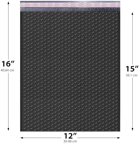 Black Bubble Mailers 12x15, Self Seal Poly Padded Envelopes, 100 Pack Bulk - Image 2
