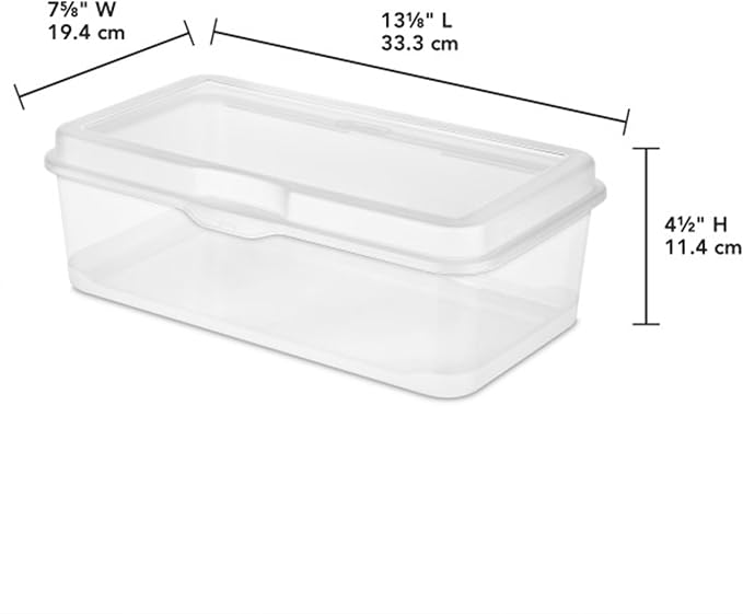 Sterilite 12-Pack FlipTop Stackable Rectangular Storage Bin with Hinging Lid, Clear | Bin with Hinged Lid, Stackable Multipurpose Organizer for Art & Craft Supplies, Accessories, Photos & CDs, Home or Office Use - Image 3