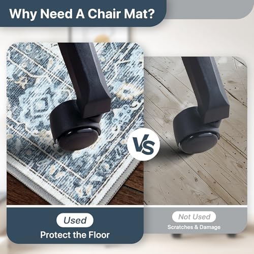 36"x60" Office Chair Mat for Hardwood Floor, Non-Slip Washable Blue - Image 4
