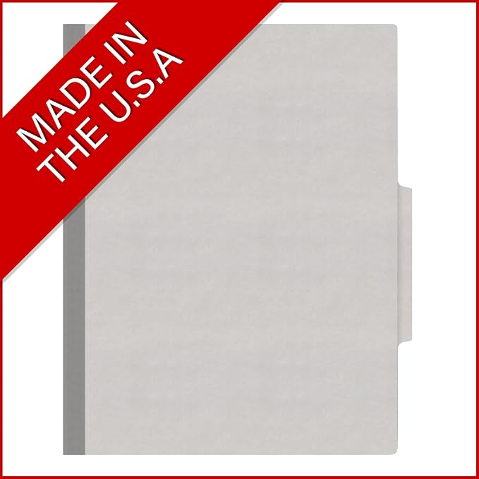 Heavy Duty End Tab Color Folders, 2/5 Cut ROC Top Tab, Letter Size, 1 Divider, Grey (Box of 10) - Image 5