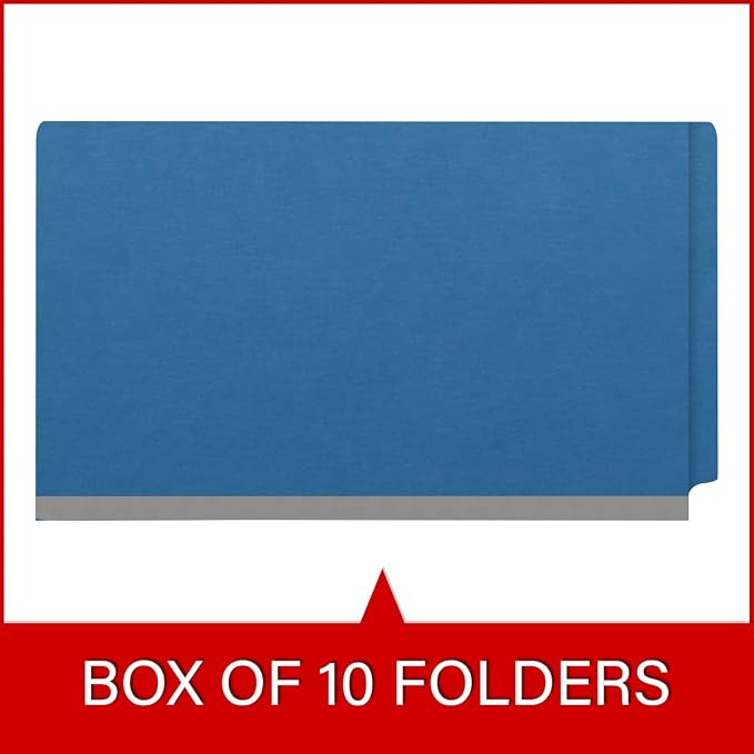 Ecom Folders End Tab Pressboard Classification Folders | Legal Size 25 Pt Stock with 2 Dividers and 2" Tyvek Expansion | Medical, Legal & Office Records Organizer | Royal Blue, Box of 10 - Image 6