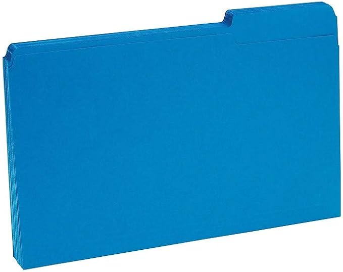 Staples Colored File Folders, Legal Size, 3‑Tab Top‑Tab Design, Blue, Durable Paper Stock, 100/Pack - Image 3