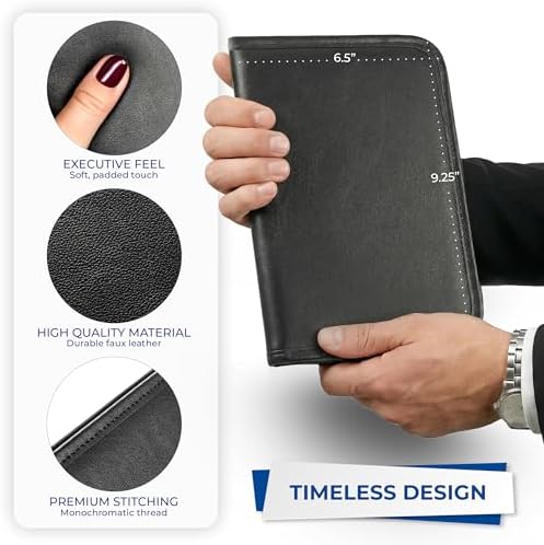 Samsill Professional Padfolio, Faux-Leather Mini Portfolio, with 5 x 8 Writing Pad, Black - Image 5