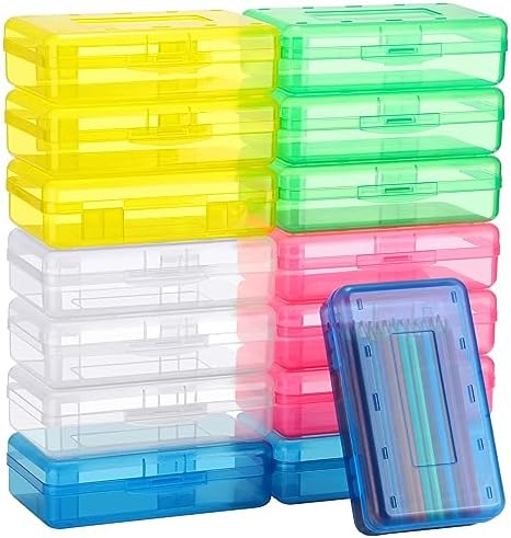 Fainne 15 Pcs Clear Pencil Box Case Bulk Large Plastic School Boxes by Fainne