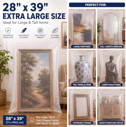 Dunzoom 5 Pack 28 * 39 Inch Extra Large Bubble Pouches, Non-adhesive Strip - Image 2
