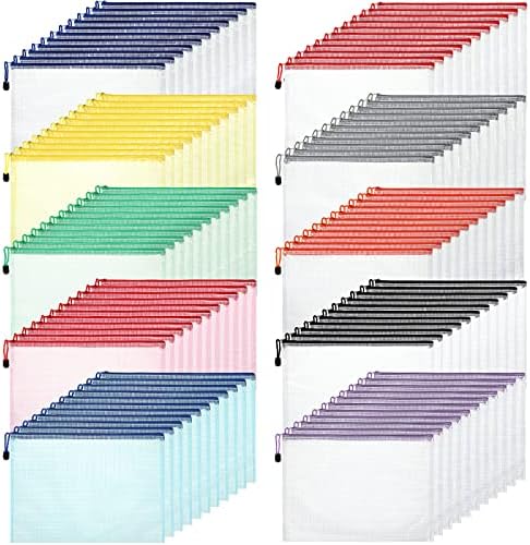 Zhehao 100 Pcs A4 Mesh Zipper Pouch Bag Bulk Mesh Pouch with Zipper by Zhehao