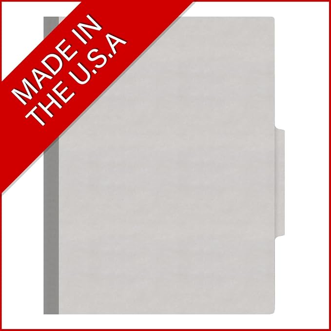Heavy Duty End Tab Color Folders, 2/5 Cut ROC Top Tab, Letter Size, 2 Divider, Grey (Box of 10) - Image 5