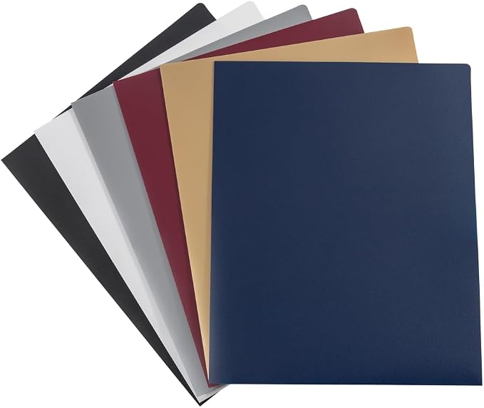JAM PAPER Heavy Duty Plastic 2 Pocket Extra Tough School Folders - Assorted Professional Colors - 6/Pack by JAMPaper