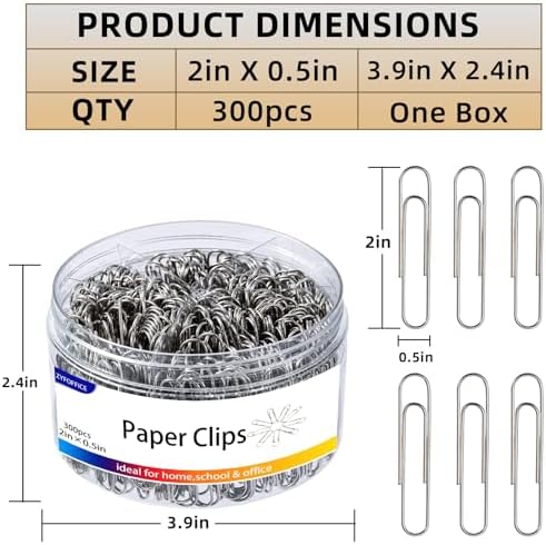 Colored Jumbo Paper Clips, 2 Inch (50 mm), 300pcs - Image 2