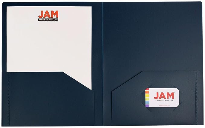 JAM PAPER Heavy Duty Plastic 2 Pocket Extra Tough School Folders - Navy Blue - 3/Pack - Image 5