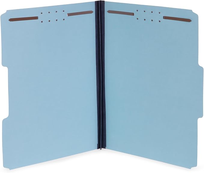 Blue Summit Supplies 25 Pressboard Fastener Folders, Letter 1", Light Blue | Heavy-duty 25pt pressboard, 1 in expansion, 1/3 top tab, embedded fasteners, for reports, files, and records by BlueSummitSupplies