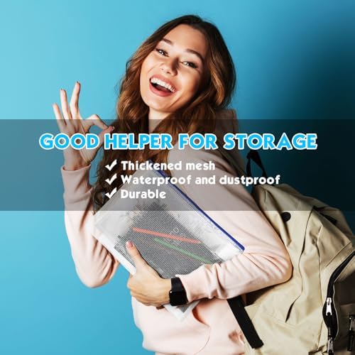 Zhehao 100 Pcs A4 Mesh Zipper Pouch Bag Bulk Mesh Pouch with Zipper - Image 4