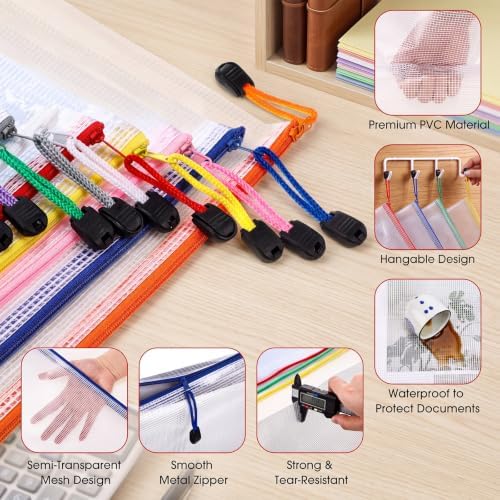 Zhehao 100 Pcs B4 Mesh Zipper Pouch Bag Bulk, Large Pouches for Organizing - Image 3