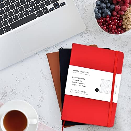 6 Pack A5 Journal Notebooks College Ruled Notebook Classic Leather Hardcover Lined Journals for Writing Office School Home Business, 8.3 x 5.5 inch, 100GSM Thick Paper, 160 Pages (Multicolor, 6 Pack) - Image 6