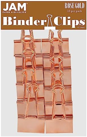 JAM PAPER Colorful Binder Clips - Large - 1 1/2 Inch (41 mm) - Rose Gold Binderclips - 12/Pack by JAMPaper
