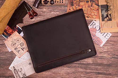 Genuine Leather Professioal Business Portfolio Padfolio Folder with Zipper for Men and Women,Work Portfolio for Letter Size Notepad, for Meeting and Travel, Dark Brown - Image 2