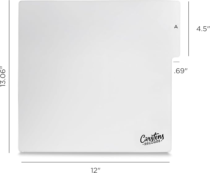 Carstens Records Heavy Duty Vinyl Album Dividers A-Z | Single Sided Printing | 12" LP Organizers with Tabs | Pack of 26 White | Made in The USA | for Side Browsing - Image 6