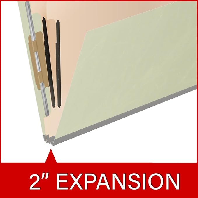 25 Pt. Pressboard Classification Folders, Full Cut End Tab, Letter Size, 2 Dividers, Light Green (Box of 10) - Image 7