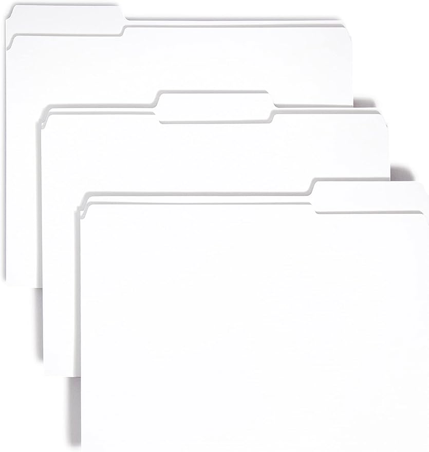 Smead File Folder, Reinforced 1/3-Cut Tab, Letter Size, White, 100 per Box (12834) by SMEAD