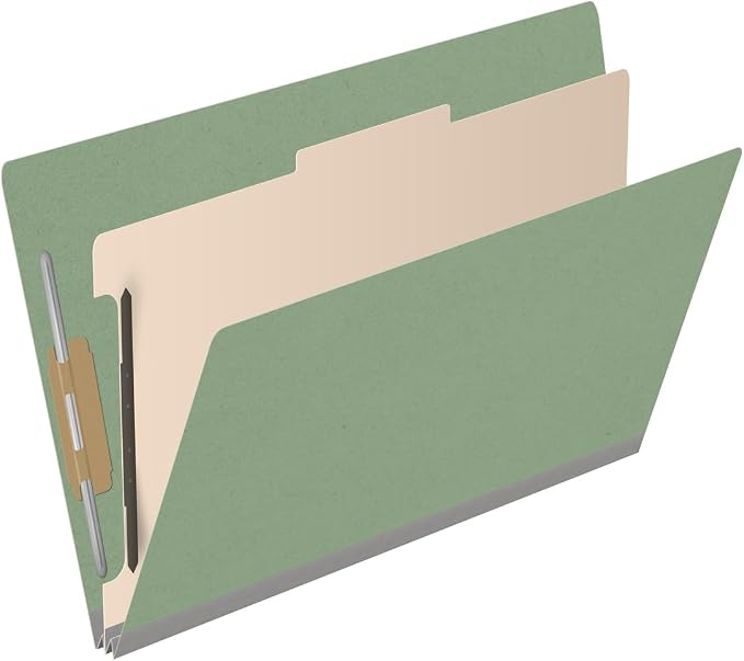 Ecom Folders Top Tab Pressboard Classification Folders | Legal Size 25 Pt Stock with 1 Divider | 2/5 Cut ROC Tab for Medical & Office Filing | 4 Filing Sections | Green, Box of 10 - Image 2