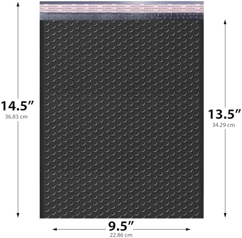 Jet Black Bubble Mailers 9.5x14.5 Poly Padded Envelopes #4 200 Pack - Image 2